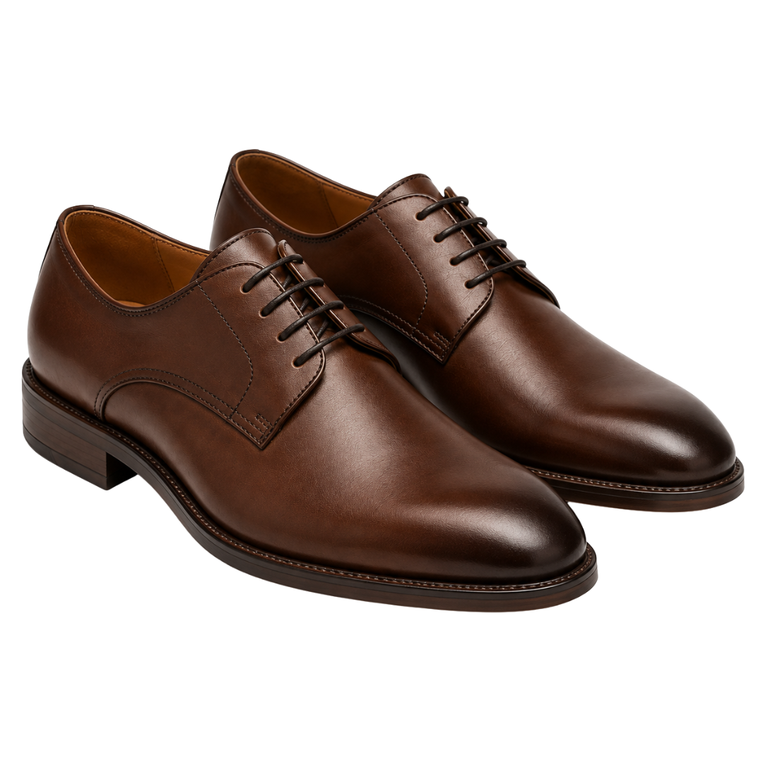 Premium Polished Leather Derby Shoes – Brown | Loun Jesterb