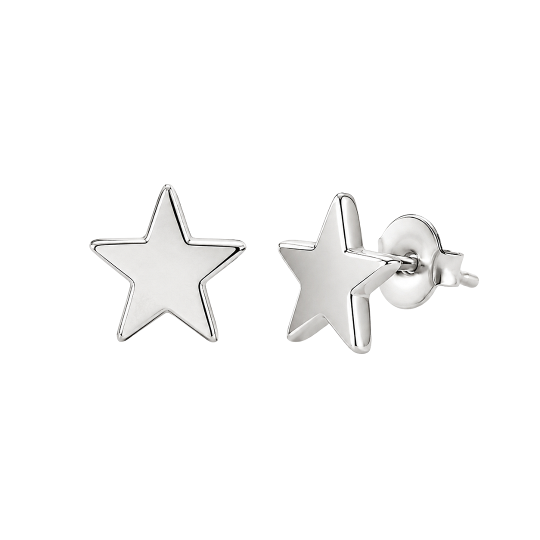 Polished Silver Star Stud Earrings | Loun Jesterb